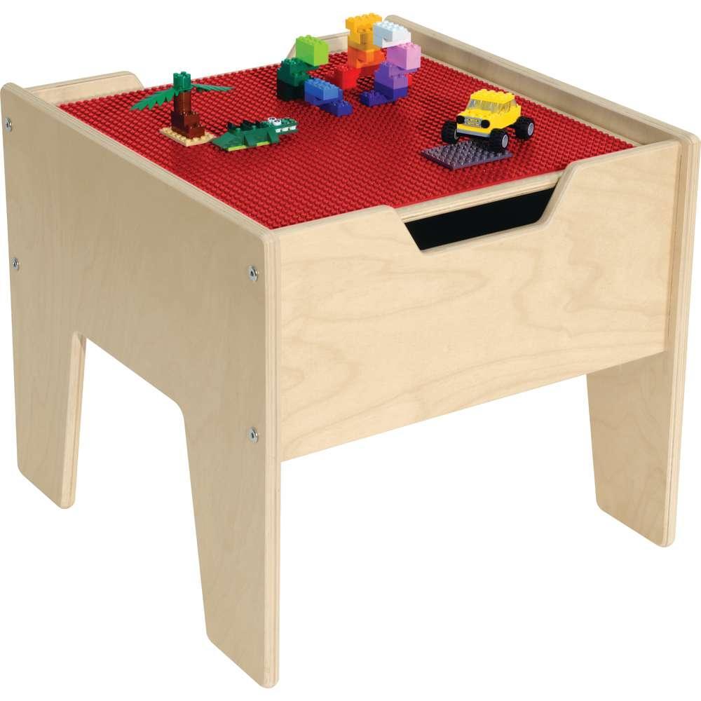 2-N-1 Activity Table w/Red LEGO® Compatible Top, Ready to Assemble