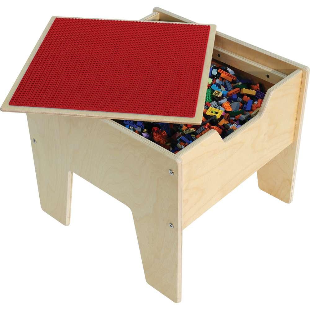 2-N-1 Activity Table w/Red LEGO® Compatible Top, Ready to Assemble