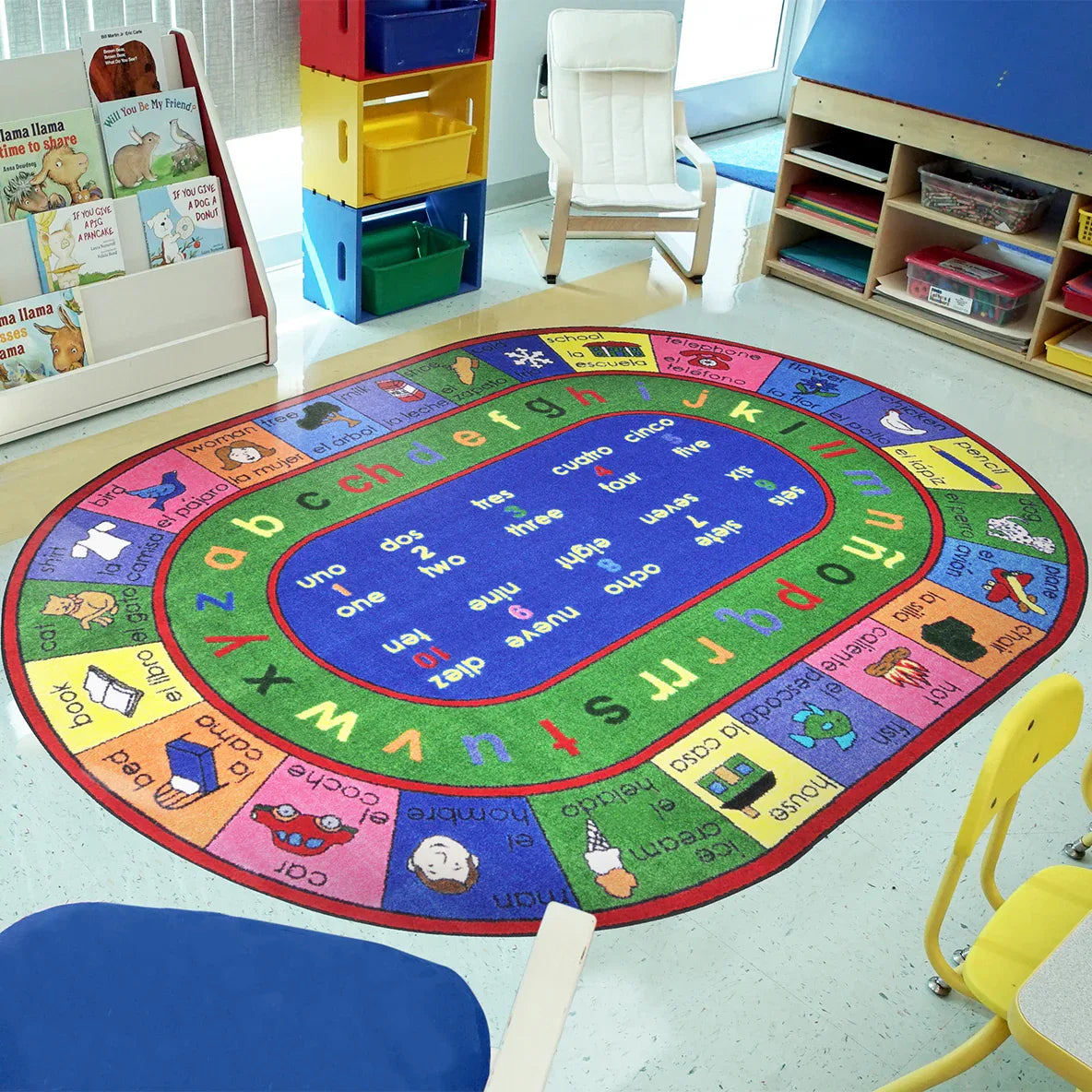 LenguaLink (Spanish) 7'8" x 10'9" Oval area rug in color Multi