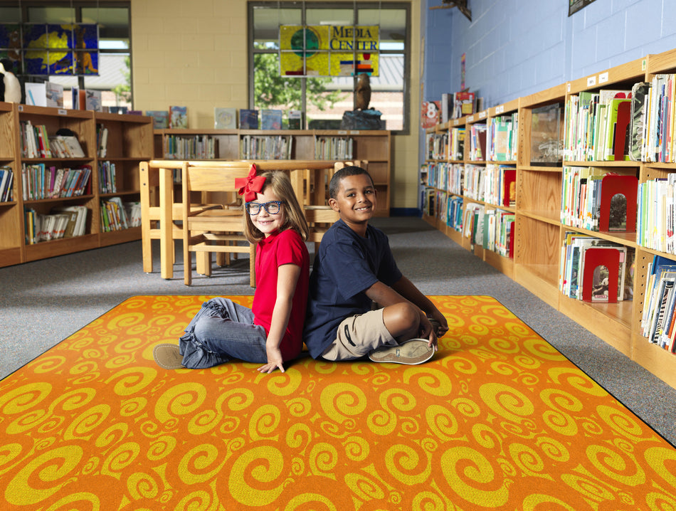 SWIRL TONE ON TONE ORANGE RECTANGLE CARPETS 7'6X12