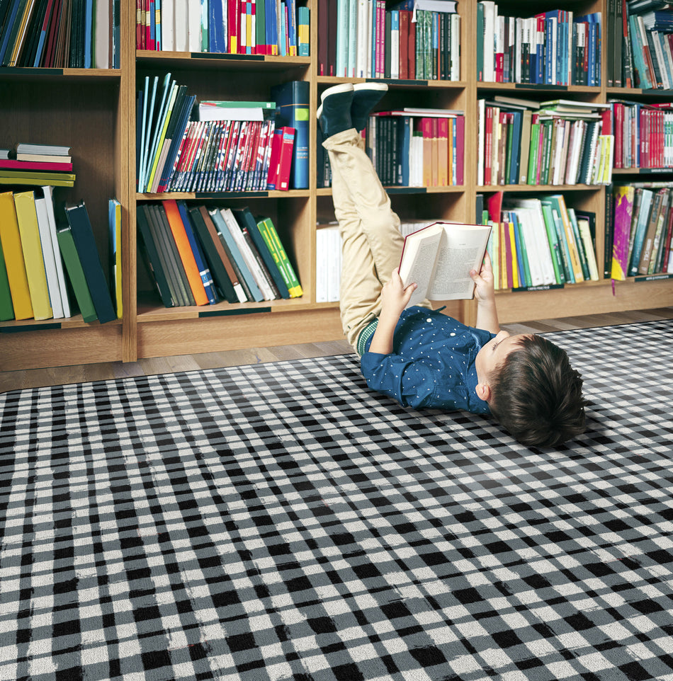 WATERCOLOR GINGHAM RECTANGLE CARPETS 7'6" X12'