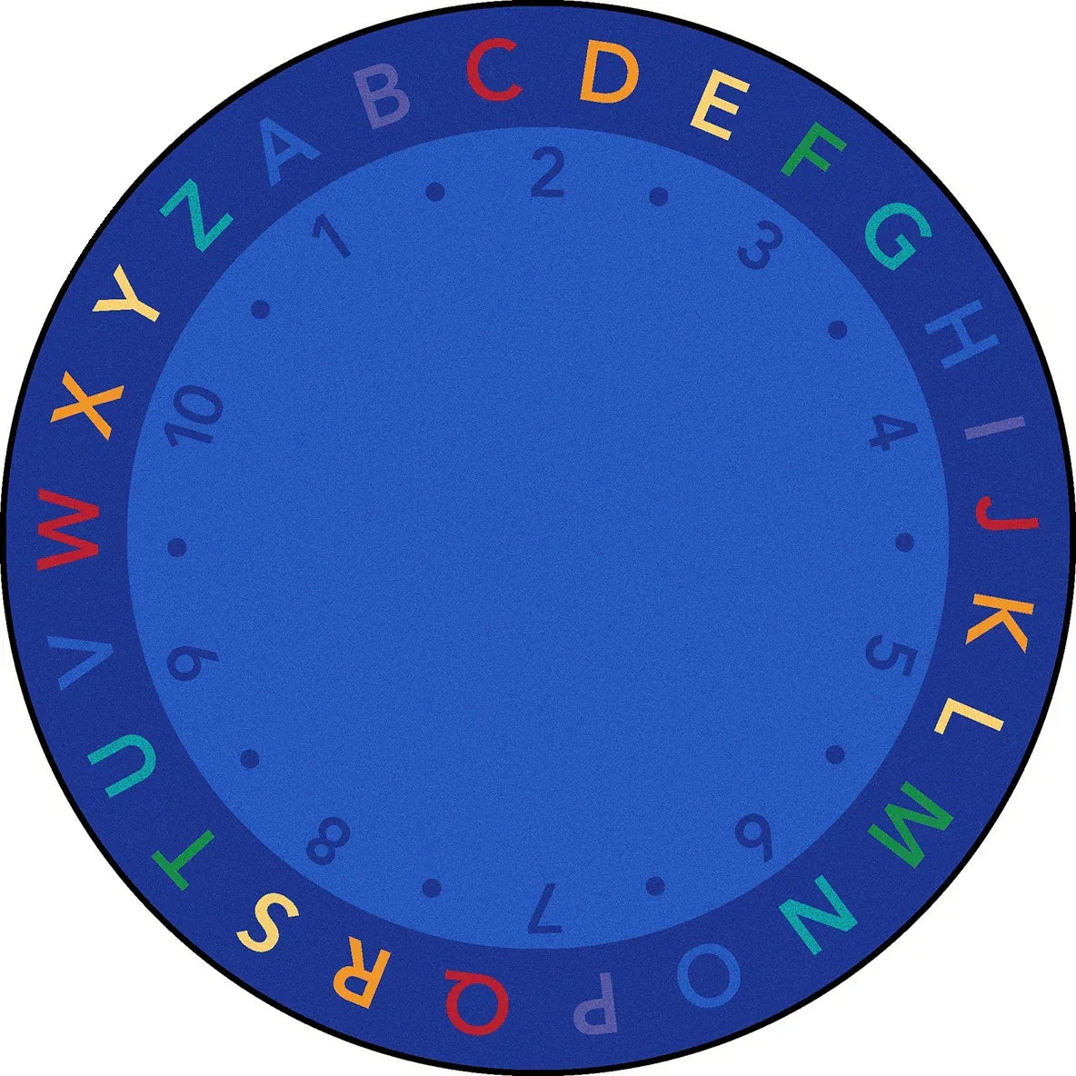 Lively Letters 7'7" Round area rug in color Multi