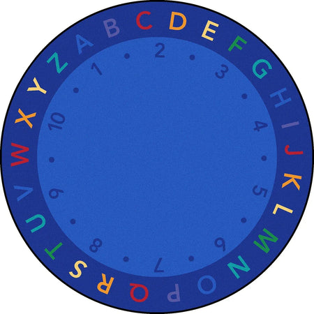 Lively Letters 7'7" Round area rug in color Multi
