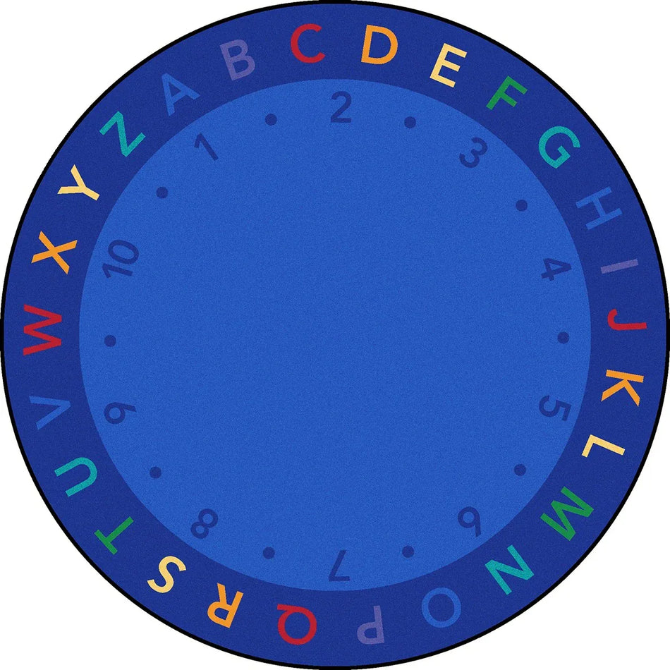 Lively Letters 13'2" Round area rug in color Multi