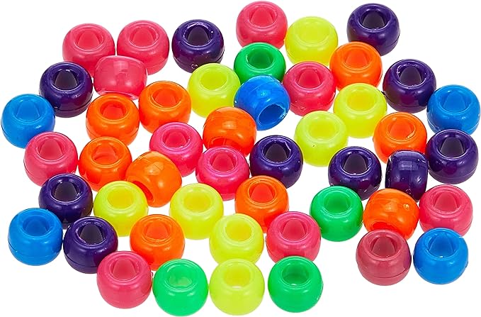 1 lb Big Value Pony Beads Acrylic Neon Colors, 6 x 9mm, (21216)