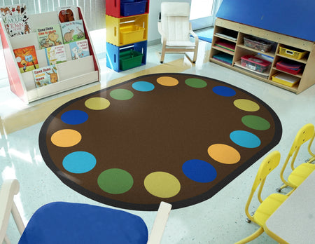 Lots of Dots 5'4" x 7'8" Oval area rug in color Earthtone