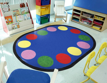 Lots of Dots 10'9" x 13'2" Oval area rug in color Multi