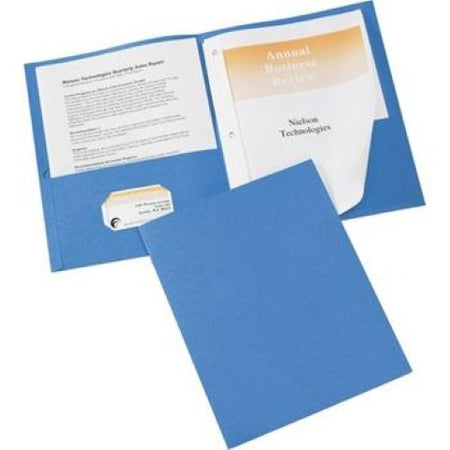 Two Pocket Folder with Prongs 8 1⁄2" x 11" Light Blue , 25 per box
