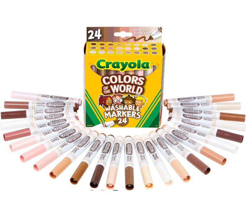 Crayola® Colors of the World Washable Skin Tone Markers, BROADLINE 24 Count (BIN587802)