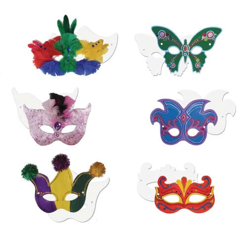 Die Cut Mardi Gras Masks, Pack of 24