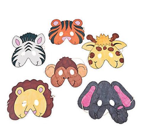 Cardboard Color Your Own Zoo Animal Masks - 12/pkg.