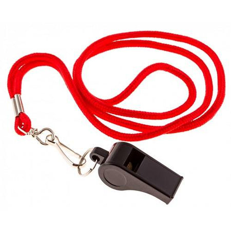 ECONOMY PLASTIC WHISTLE WITH LANYARD