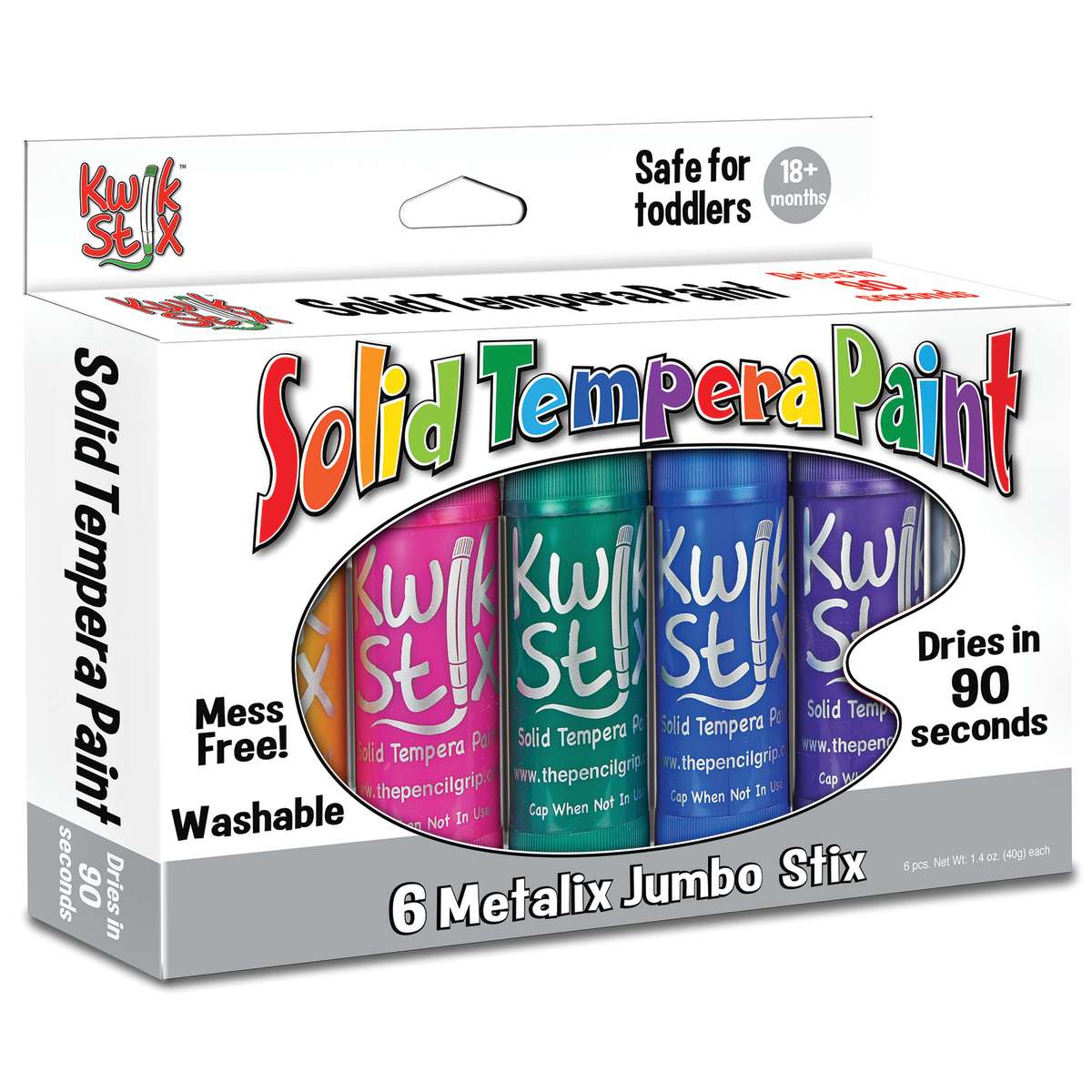 Jumbo Kwik Stix Solid Tempera Paint Sticks METALIX 6 colors - TPG647