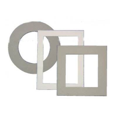 White Cardboard Frame 11 1⁄2" x 6" Outside Dimension. 5" Double Round Inside Opening