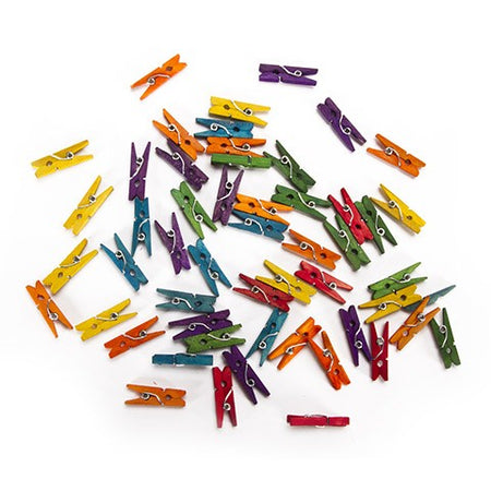 Mini Spring Clothespins - Multicolor - 1 Inch - 50 Pieces