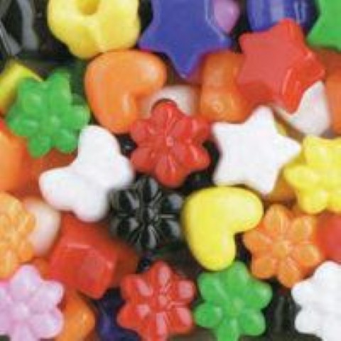Mixed Novelty Pony Beads - Large Holes - Mixed Shapes Opaque Multi 1/2 lb, (21225)