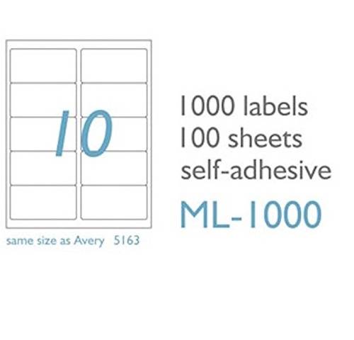 MACO Laser/Ink Jet White Shipping Labels, 2 x 4 Inches, 10 Per Sheet, 1000 Per Box , ML-1000