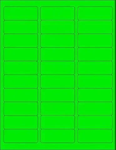 MACO Laser Green Fluorescent Labels, 1 x 2-5/8 Inches, 30 Per Sheet, 750 Per Pack ,ML-8201