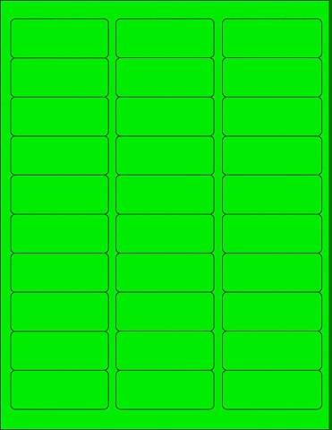 MACO Laser Green Fluorescent Labels, 1 x 2-5/8 Inches, 30 Per Sheet, 750 Per Pack ,ML-8201