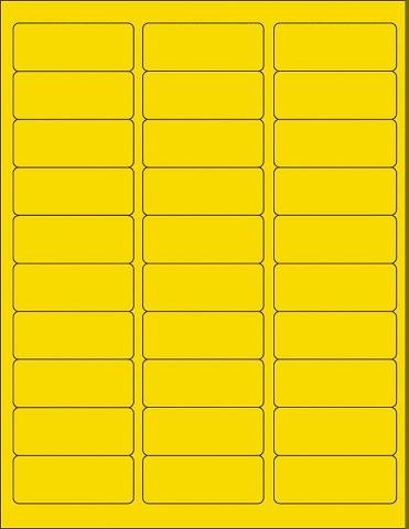 MACO Laser Yellow Fluorescent Labels, 1 x 2-5/8 Inches, 30 Per Sheet, 750 Per Pack ML-8301