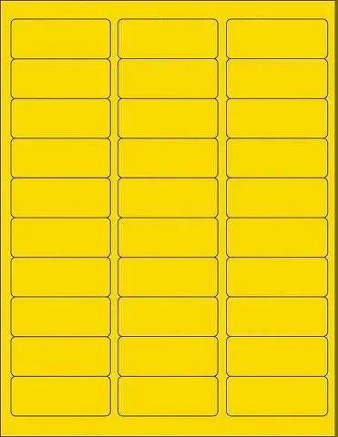 MACO Laser Yellow Fluorescent Labels, 1 x 2-5/8 Inches, 30 Per Sheet, 750 Per Pack ML-8301