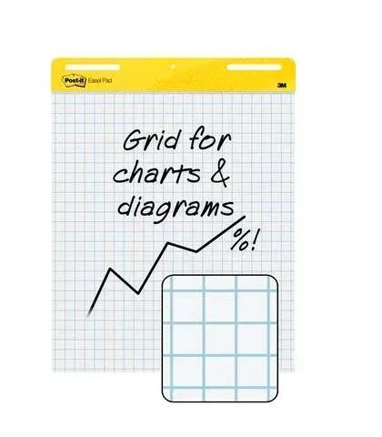 Post-it Easel Pad, 25 in x 30 in sheets, White with Grid, 30 Sheets/Pad, 2 Pads/Pack