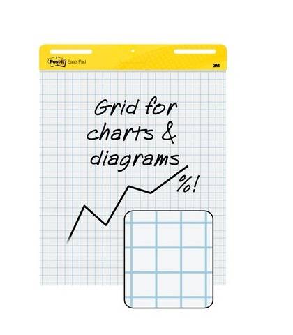 Post-it Easel Pad, 25 in x 30 in sheets, White with Grid, 30 Sheets/Pad, 2 Pads/Pack