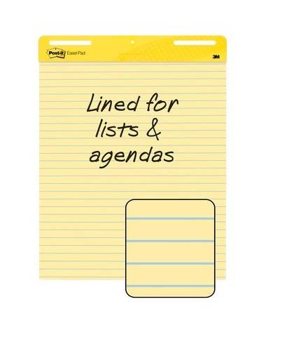 Post-it Easel Pad, 25 in x 30 in sheets, Yellow Paper with Lines, 30 Sheets/Pad, 2 Pads/Pack