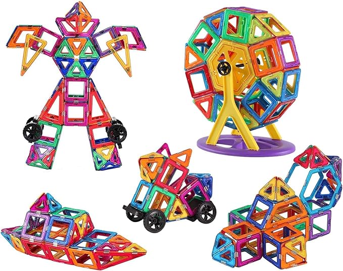 Magnetic Building Set - 96 pieces with wheels