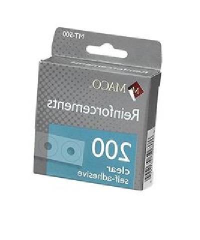 MACO ClearHole Reinforcements, 1/4 Inch Diameter Hole, 200 Per Dispenser Box