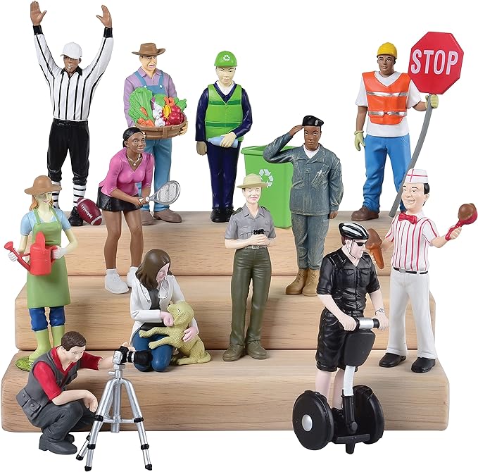 Constructive Playthings Pretend Professionals Career Doll Figures- Set # 2 - 12/set, (MTC-334)