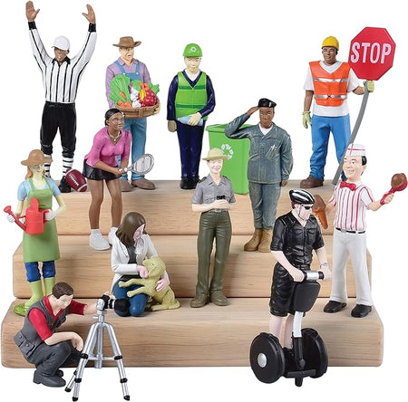 Constructive Playthings Pretend Professionals Career Doll Figures- Set # 2 - 12/set, (MTC-334)