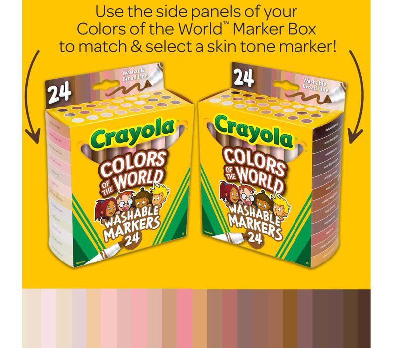 Crayola® Colors of the World Washable Skin Tone Markers, BROADLINE 24 Count (BIN587802)
