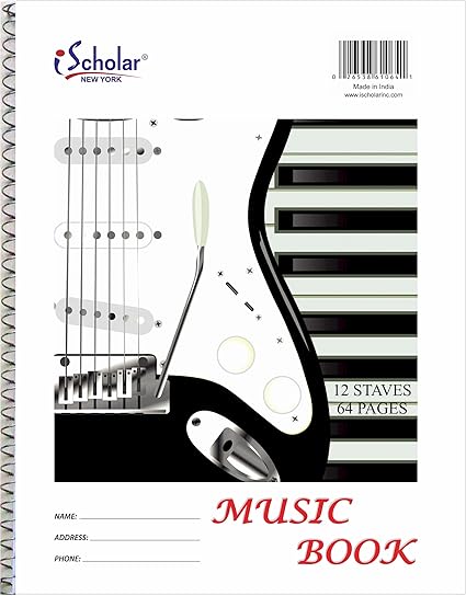 Music Writing Book, Spiral-Bound, 11 X 8.5-Inch, 64 pages