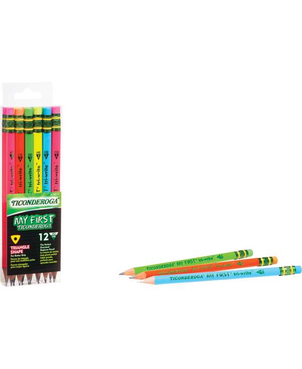 My First® Tri-Write™ Neon Assorted Ticonderoga® Wood-Cased Pencils, Pack of 12, (DIXX13012)