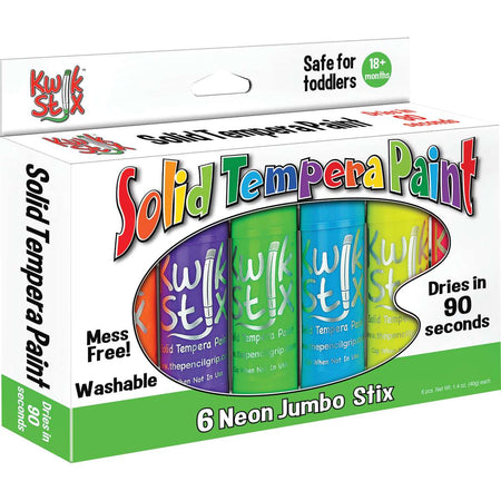 Jumbo Kwik Stix Solid Tempera Paint Sticks NEON 6 colors - TPG645