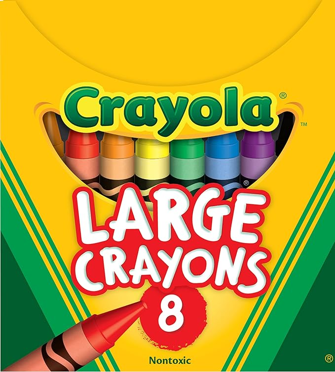 Crayola® Large Crayons, 4" x 7/16", Tuck Box, 8 Colors/Box (BIN52-0080)