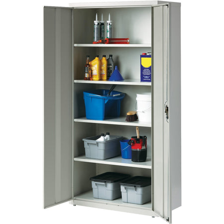 Lorell Fortress Series Storage Cabinet 36" x 18" x 72" - 5 Shelves LIGHT GREY