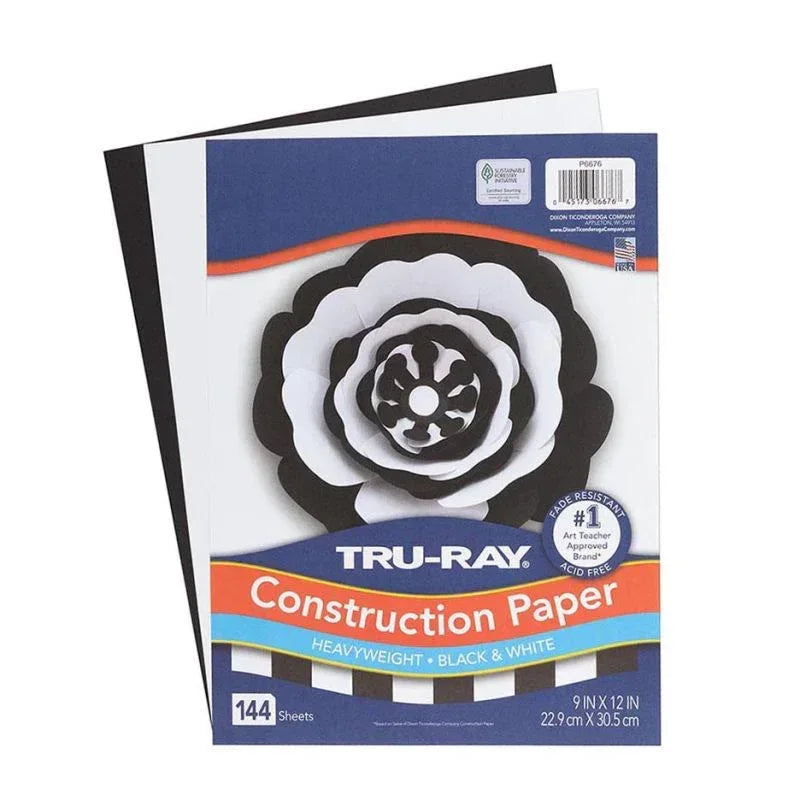 TRU-RAY® Black & White Premium Construction Paper 9" X 12" BLACK & WHITE 144 SHEETS (DIXP6676)