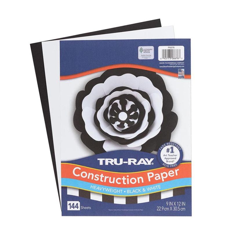 TRU-RAY® Black & White Premium Construction Paper 9" X 12" BLACK & WHITE 144 SHEETS (DIXP6676)