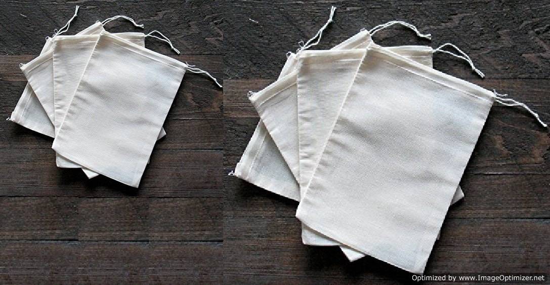 DIY Natural Canvas Drawstring Bags 4" x 6" to decorate - 12 Pack