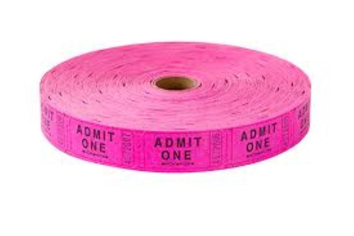 Single Admit Ticket Roll, 2000ct, Pink