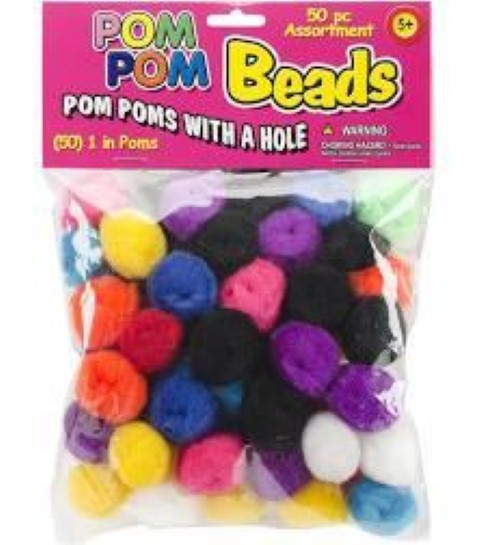 Pepperell 1/2" Pom-Pom Beads (100 Pack), Multicolor (11818)