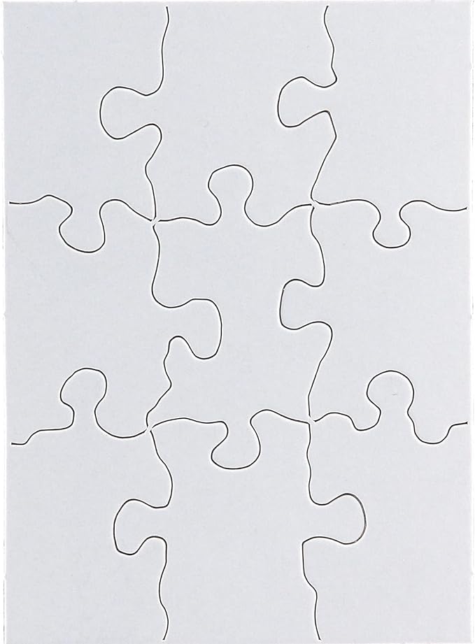Compoz-A-Puzzle® Blank 9 Piece Puzzles, 4" x 5-1/2" Size, White - 24/ Pkg.