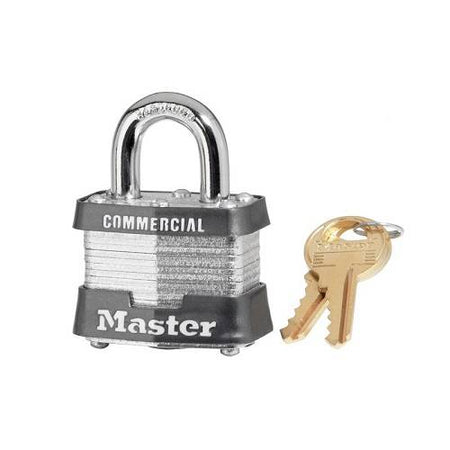 Master Lock 3, 3KA, No. 3 Laminated Steel Padlock 1-9/16" (40mm)