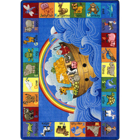 Noah's Alphabet Animals 7'8" x 10'9" area rug in color Rainbow