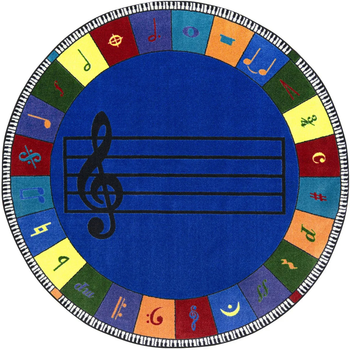 Note Worthy (Elementary) 7'7" Round area rug in color Multi