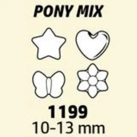 Mixed Novelty Pony Beads - Large Holes - Mixed Shapes Opaque Multi 1/2 lb, (21225)