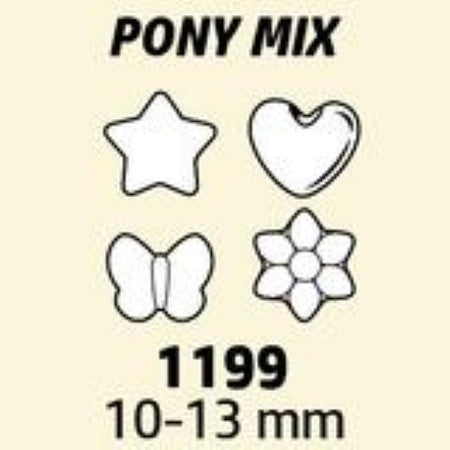 Mixed Novelty Pony Beads - Large Holes - Mixed Shapes Opaque Multi 1/2 lb, (21225)