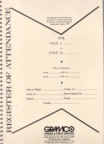 Approved New York State Attendance Register Book